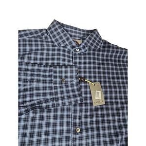 Canali Long Sleeve Blue Plaid Button Up Shirt Size XXL Cotton